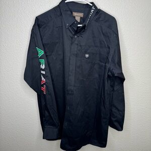 Ariat Men's Black Shirt with Multicolor Sleeve Logo